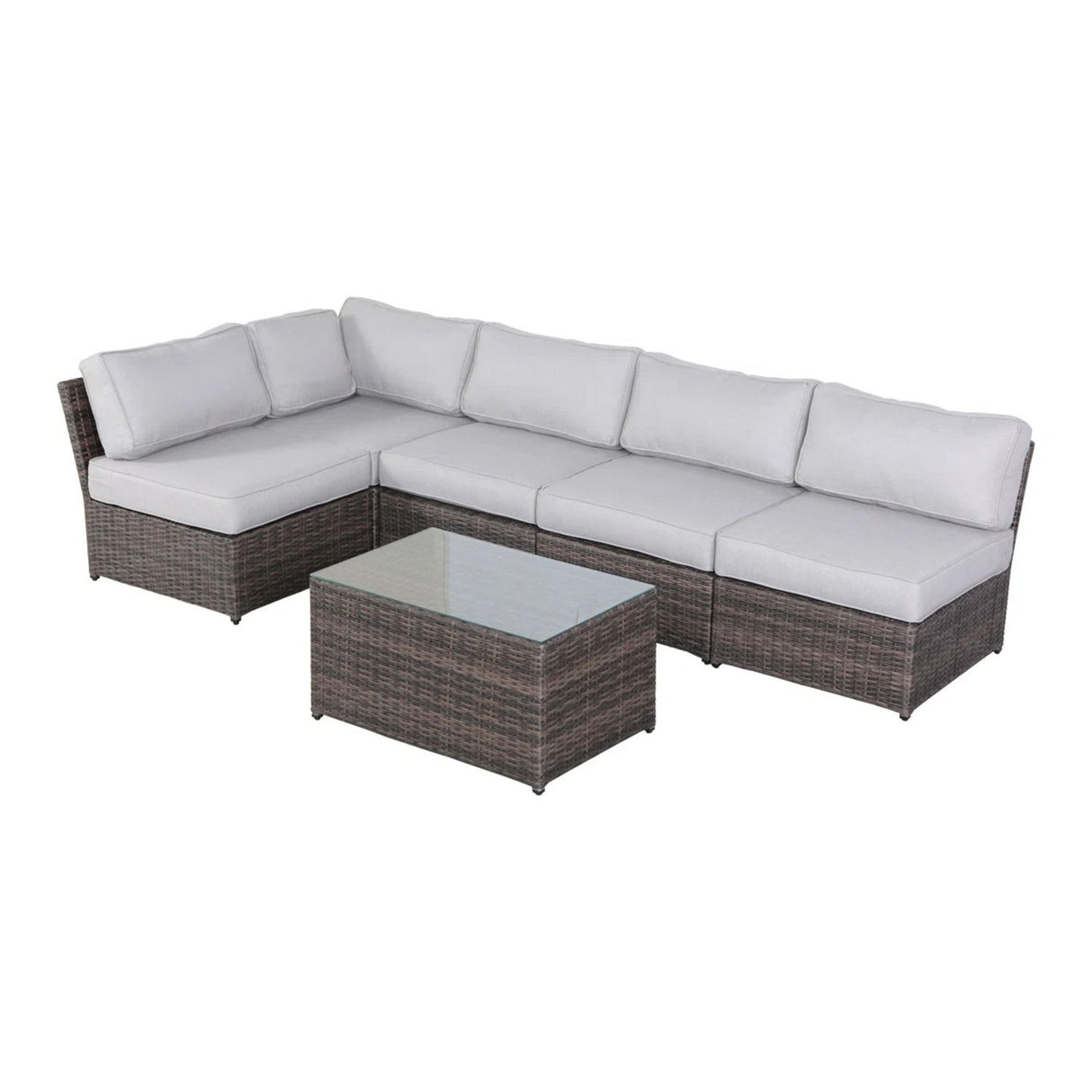 Outdoor Seating Set With Cushions, 4 Person Capacity - Brown