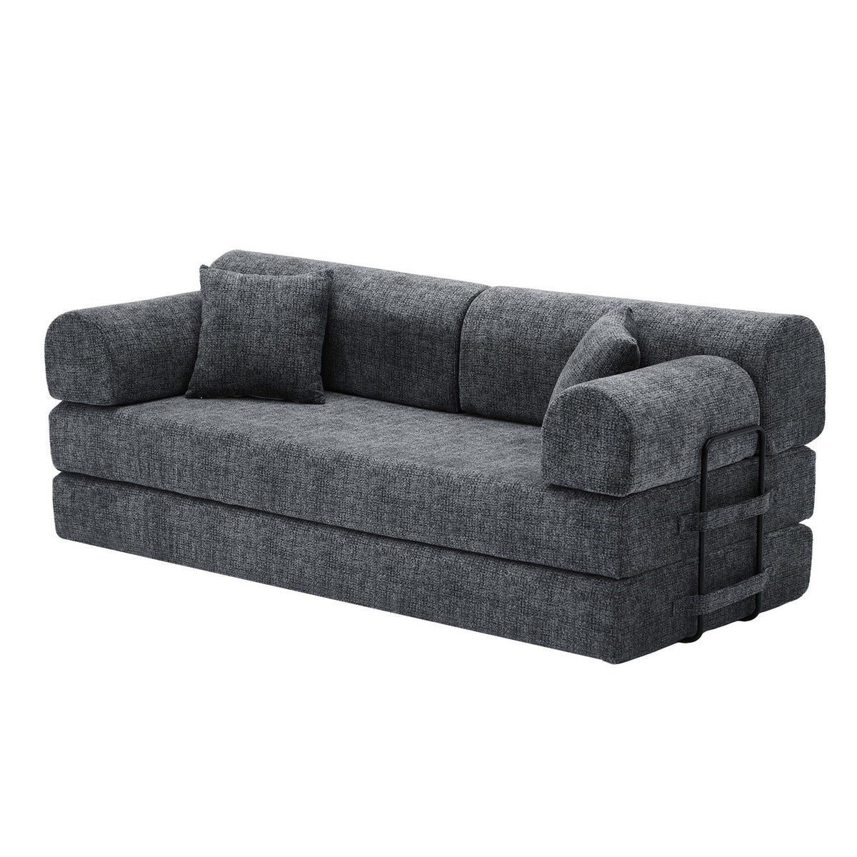 Convertible Sleeper Sofa Bed, Folding Mattress Couch With Fixed Shape For Living Room - Black