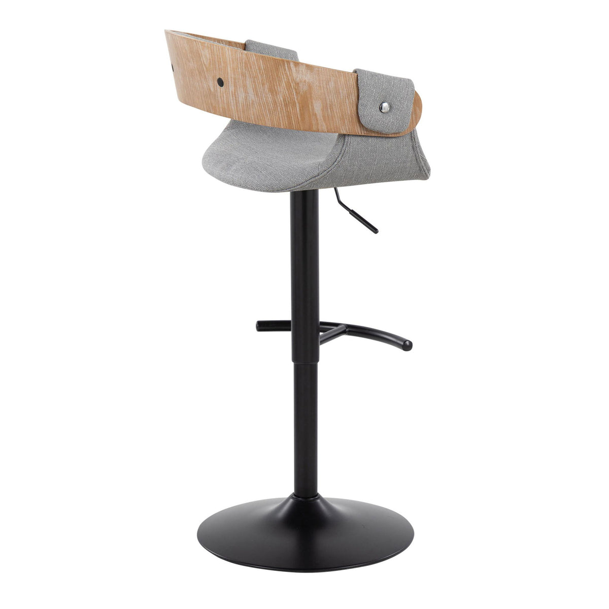 Elisa - Adjustable Barstool With Swivel & Rounded T Footrest (Set of 2) - Gray - Fabric
