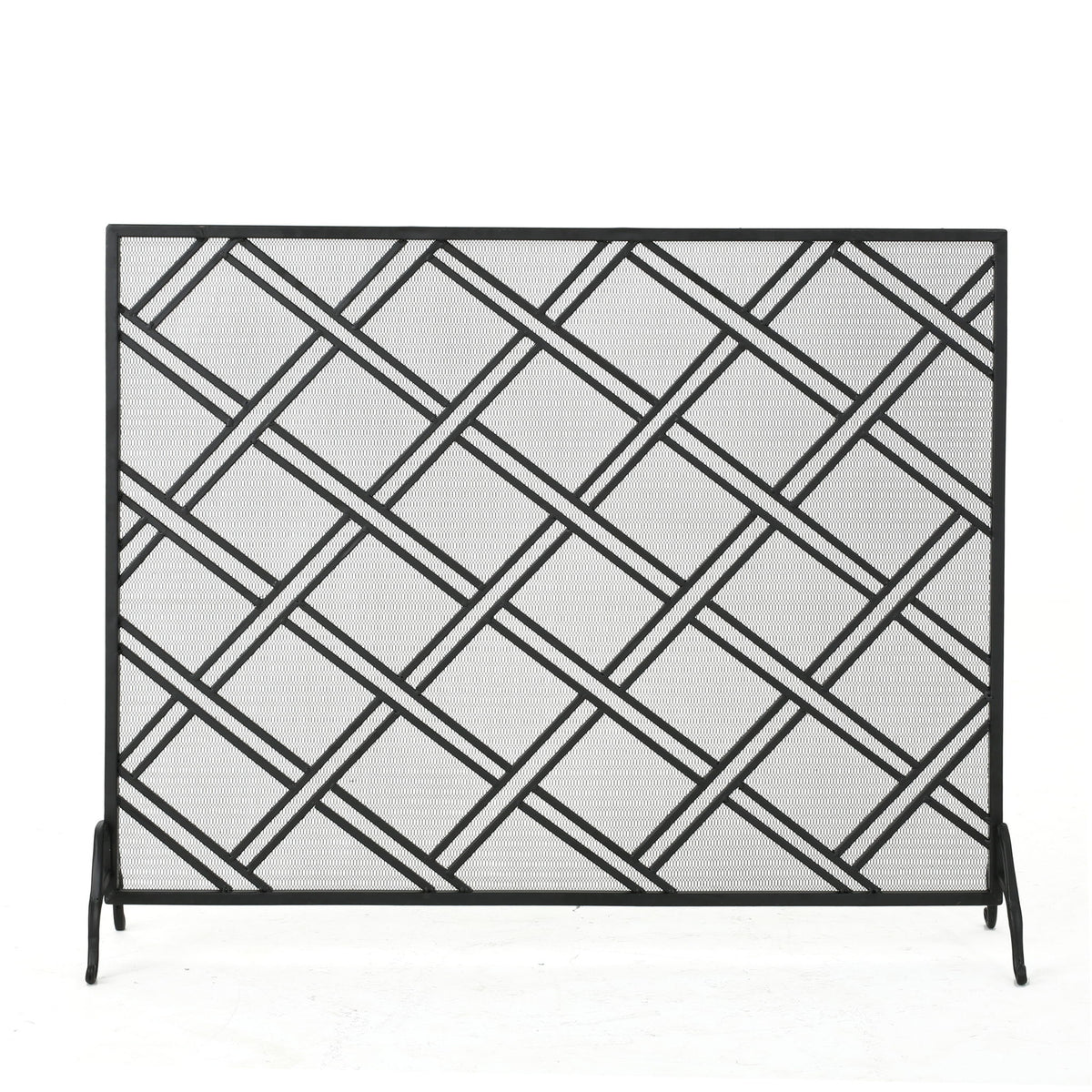Elegant Design Fire Screen Protective Barrier Iron - Black