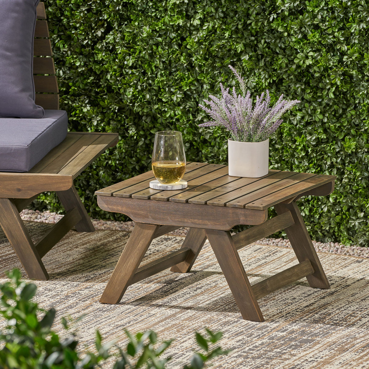 Sedona - Outdoor Side Table With Open Slat Design - Gray