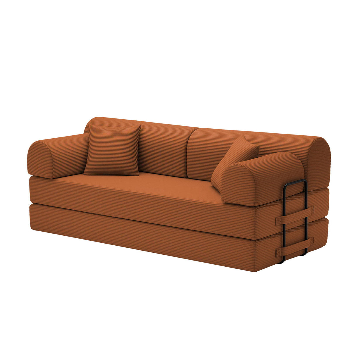 Convertible Sleeper Sofa Bed, Fixed Shape Frame For Living Room - Orange