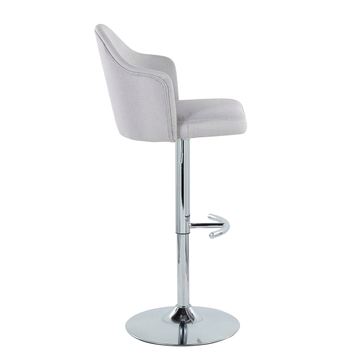 Ahoy - Contemporary Adjustable Barstool With Swivel With Rounded T Footrest (Set of 2) - Gray