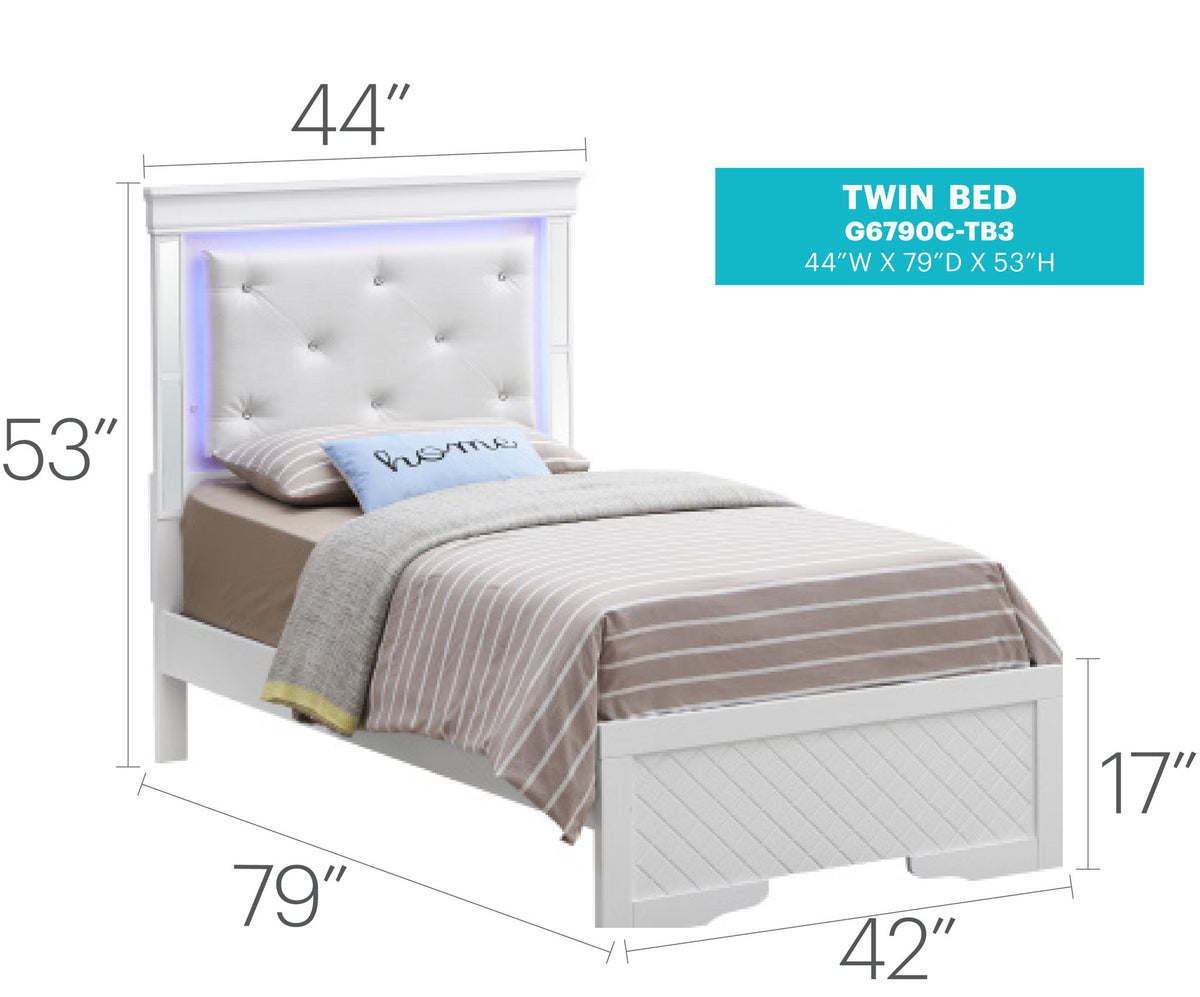 Bed With LED Light Accents Headboard