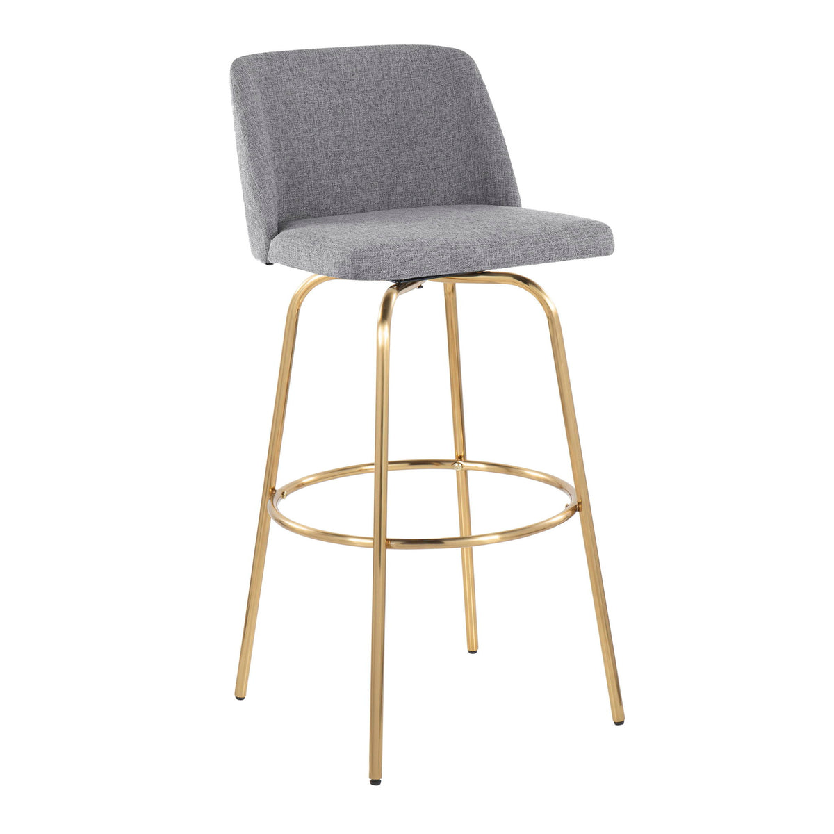 Toriano - Contemporary Fixed Height Barstool With Swivel And Round Footrest (Set of 2) - Gray