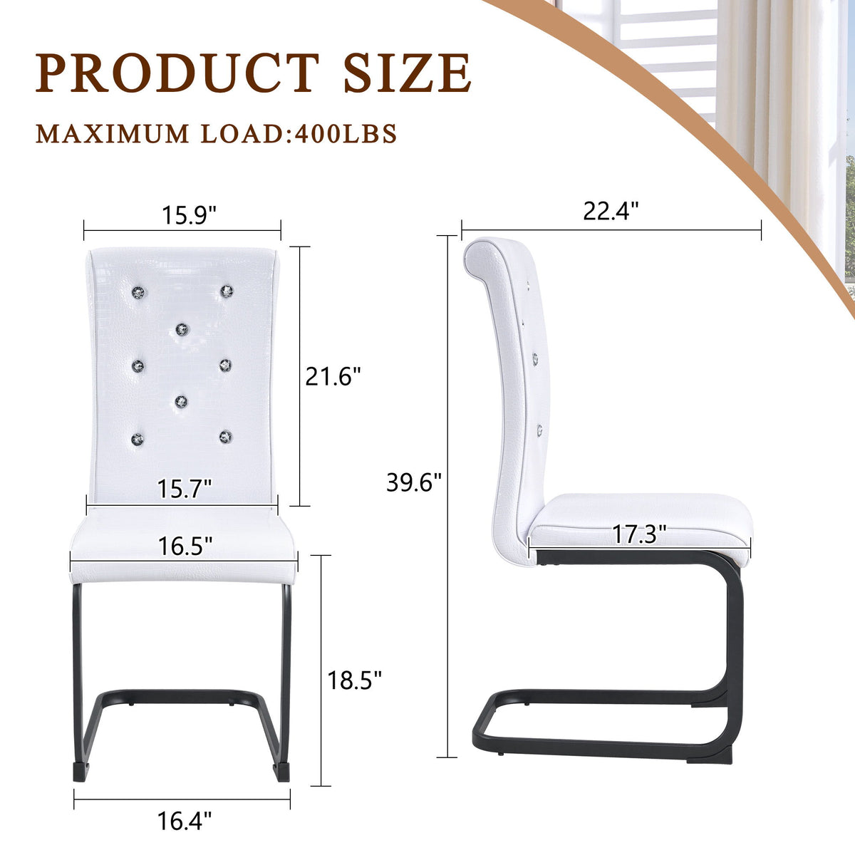 Alligator Skin Upholstered Dining Chairs (Set of 4) - White / Black