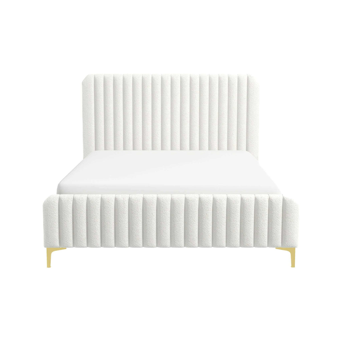 Valery - Queen Size Platform Bed - Cream