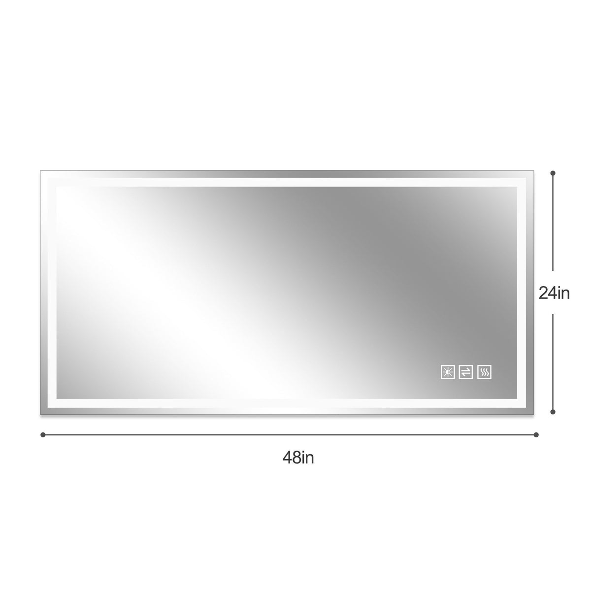 48" X 24" LED Bathroom Vanity Mirror With Straight Edge Design, Frosted Glass, Anti Fog, Dimmable 3 Color Lighting - Silver