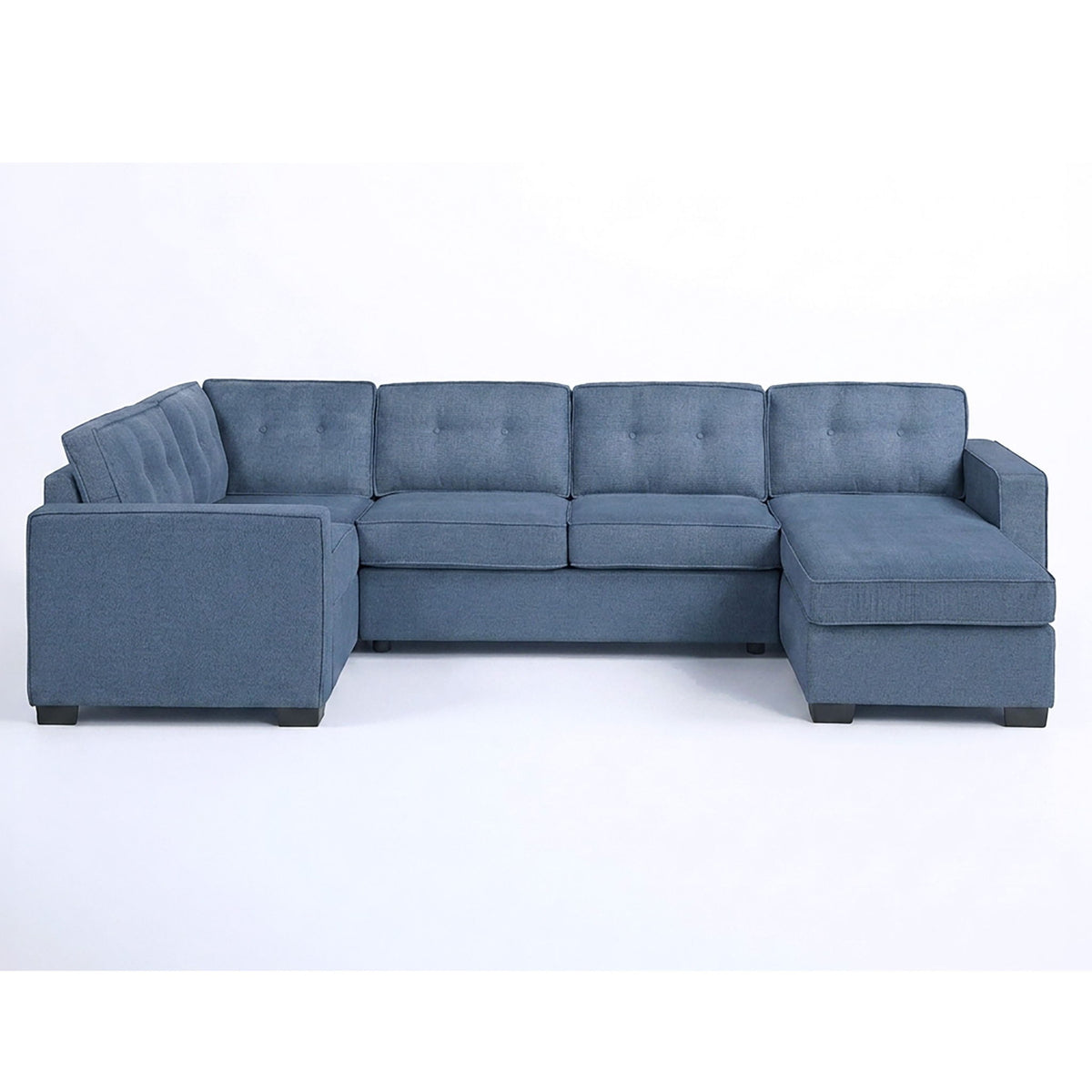 Reversible Chaise U - Sectional Couch, Upholstered Living Room 3 Piece Set - Blue