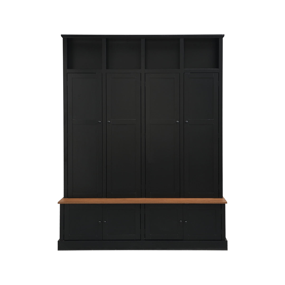 Hall Tree With Bench And Cabinet, 4 In 1 Entryway Bench With Coat Rack
