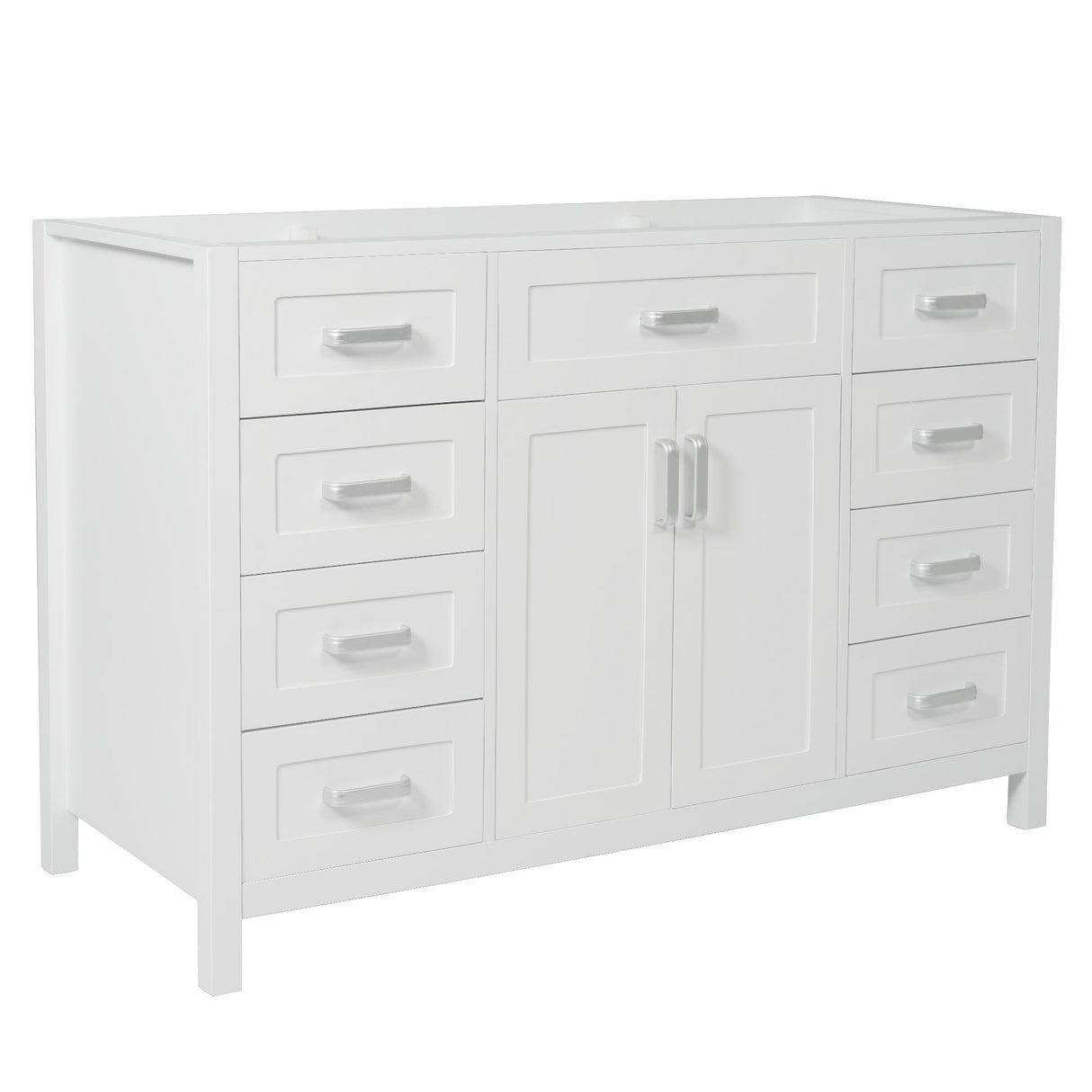 Bathroom Vanity Cabinet Only With 2 Soft Close Doors And 8 Drawers - White