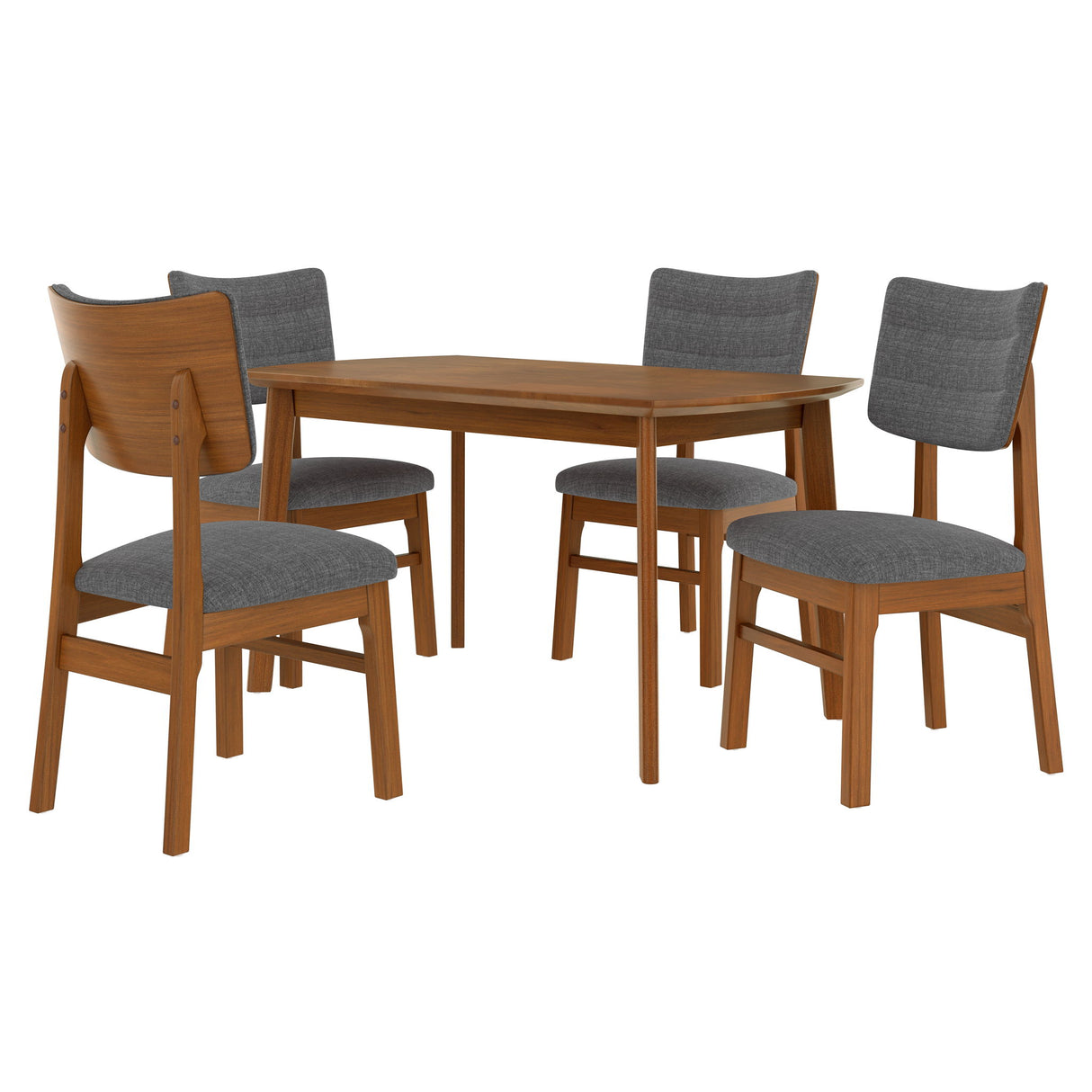 Dining Table Set For 4, Solid Wood Dining Table And Solid Wood Chairs, 5 Pieces Farmhouse Dining Table And 4 Upholstered Chairs - Brown / Gray