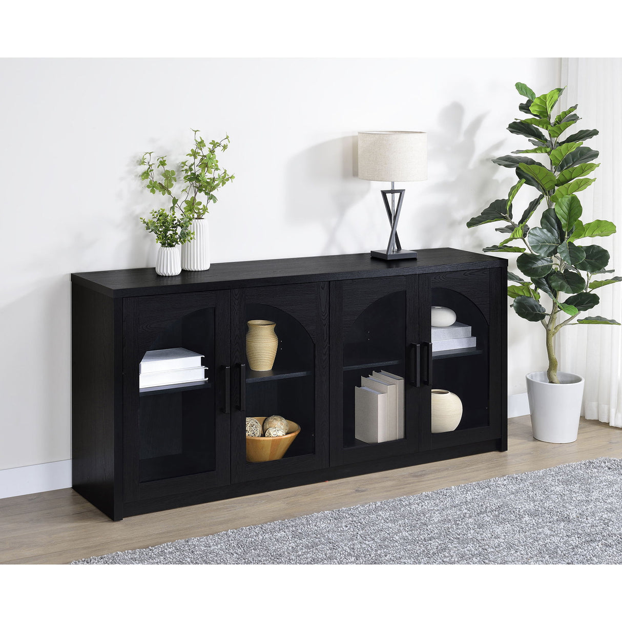 Shayne - 4 Door Sideboard With Arched Doors - Black