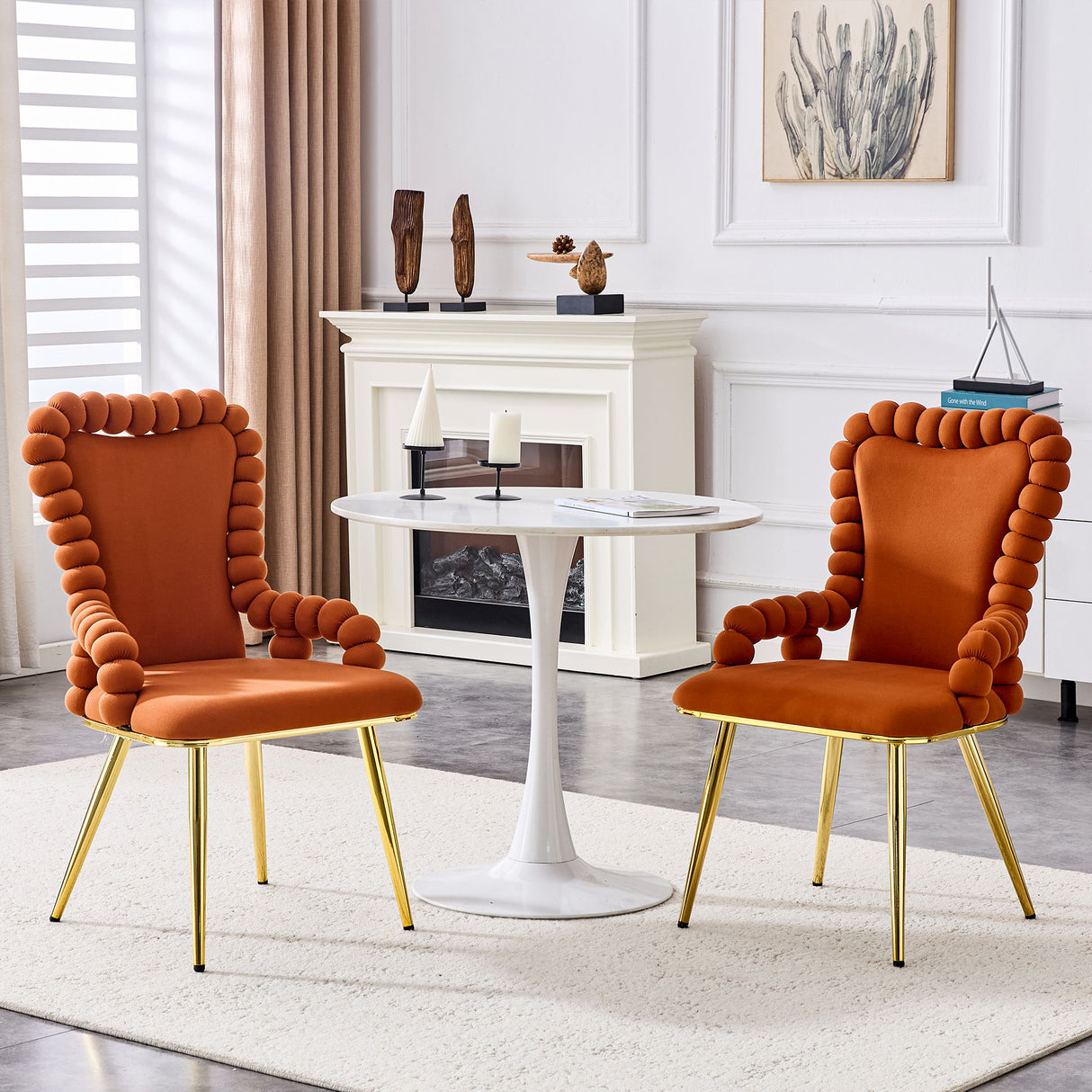 Puffy Bubble, Ball Chain Chair With Armrests For Dining Room (Set of 2)