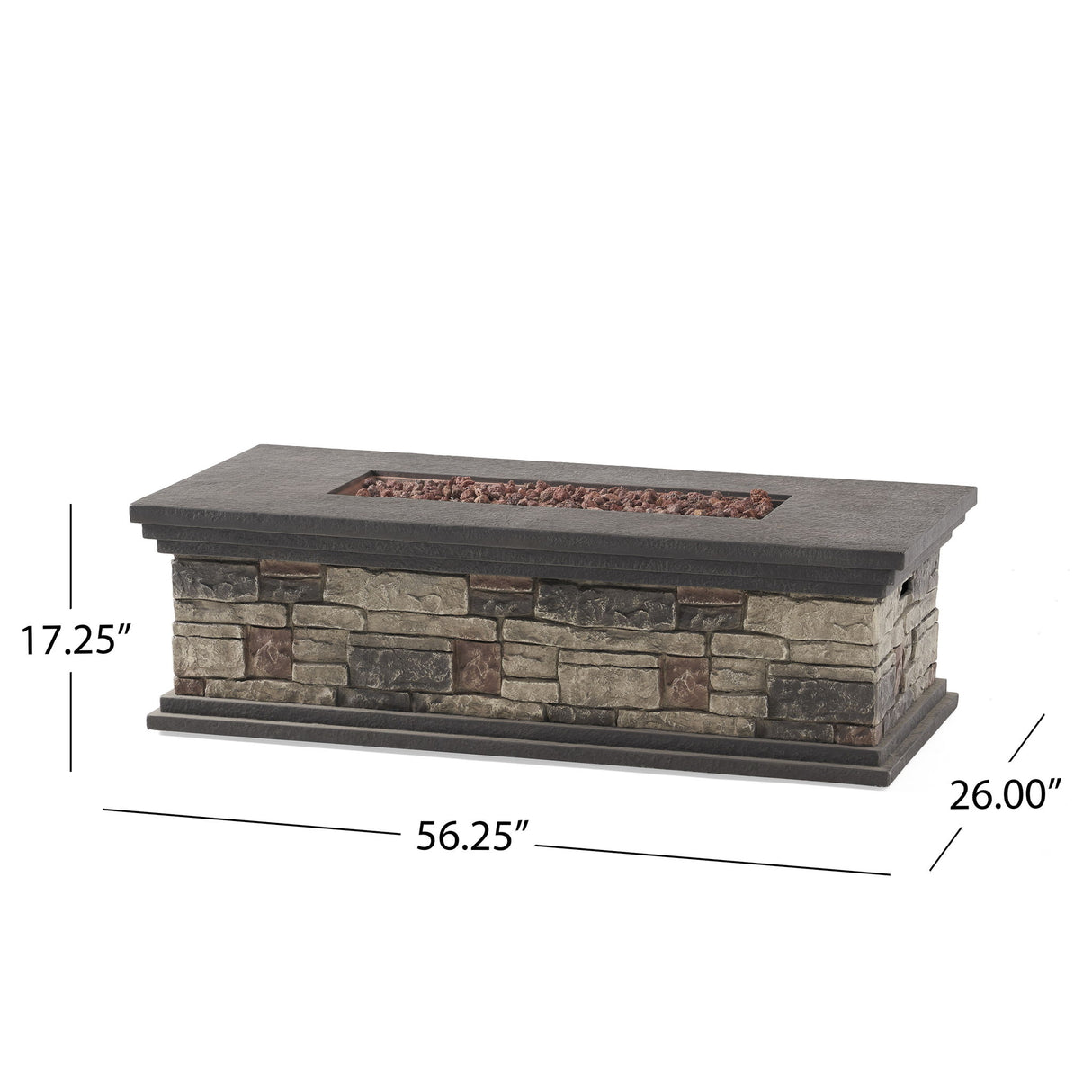 Contemporary Rectangle Fire Pit 50, 000 Btu Magnesium Oxide - Stone Gray