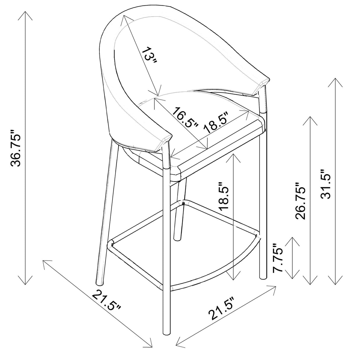 Sloped Arm Bar Stools (Set of 2)
