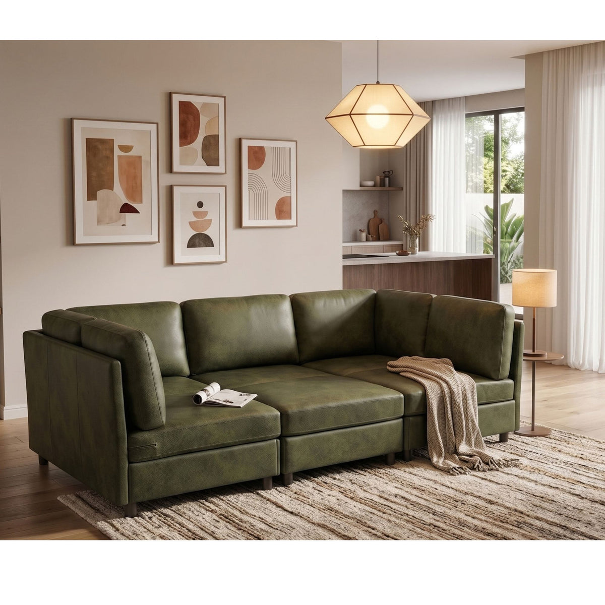 Upholstered Modular Sectional With Custom Configuration And Removable Cushions