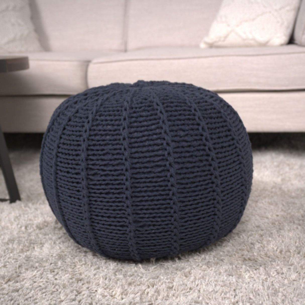 Bordeaux - Knitted Round Pouf Ottoman And Floor Cushion