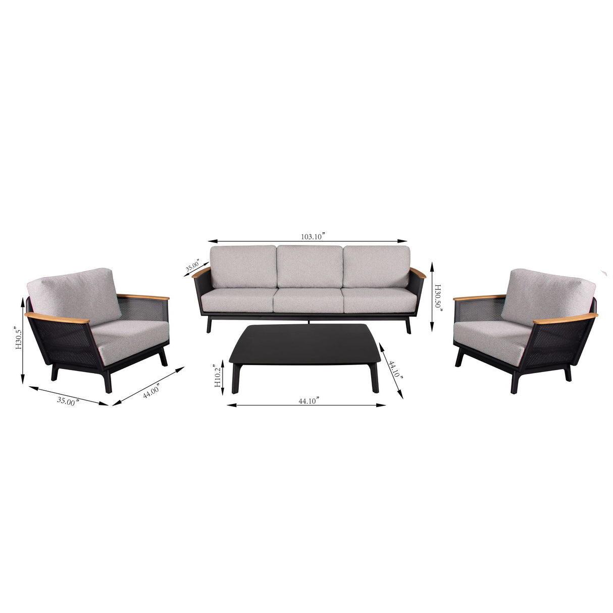 Sofa Set For Outdoor - Black
