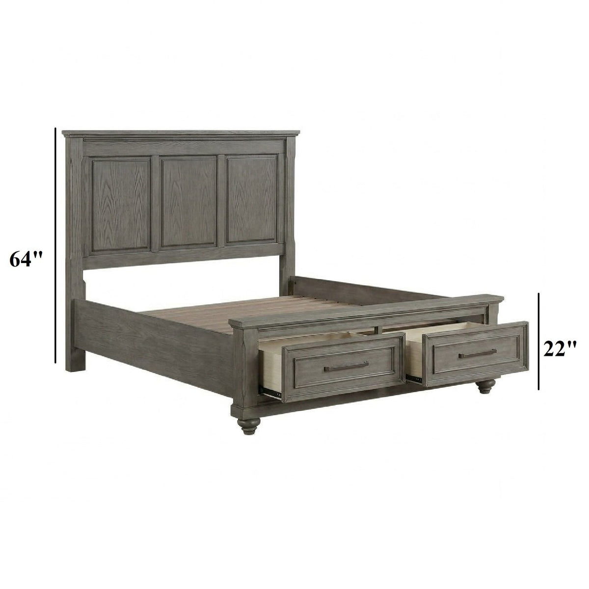 Bed With Drawers, Tall Panel Headboard