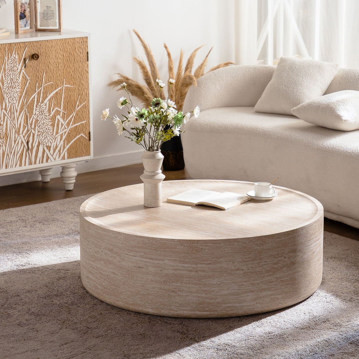 Modern Round Table With Mars Pattern For Living Room