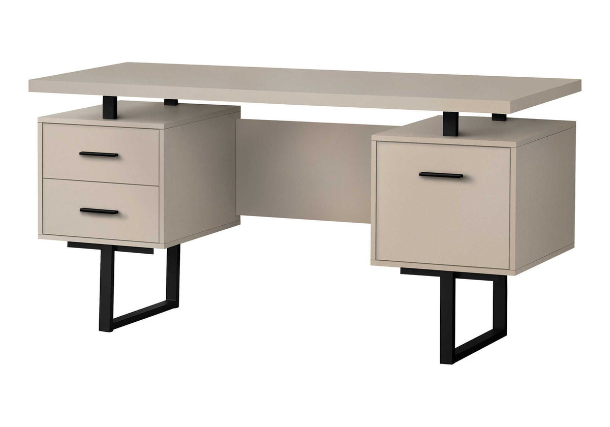 Computer Desk For Home Office, Laptop, Left, Right Set Up, Storage Drawers, Contemporary & Modern - Taupe