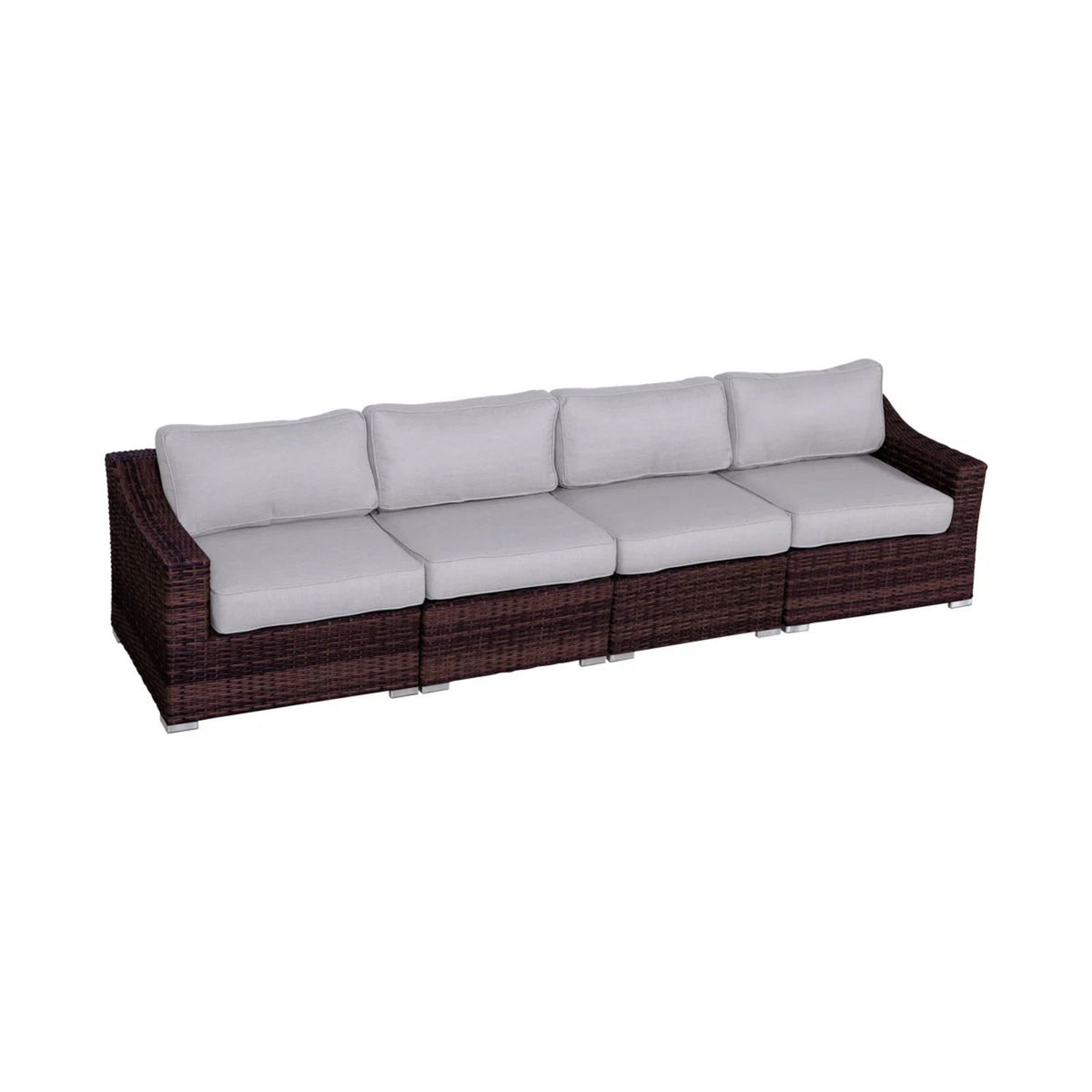 Outdoor 4 Piece Rattan Wicker Sectional Seating Group With Cushions - Brown Mix