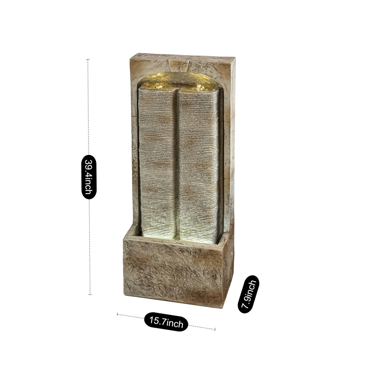 Modern Outdoor Water Fountain With LED Lights