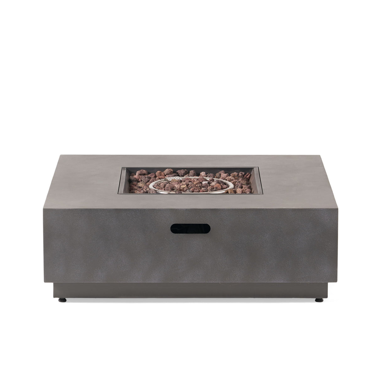 Modern Square Iron Fire Pit 50, 000 Btu - Stone Gray