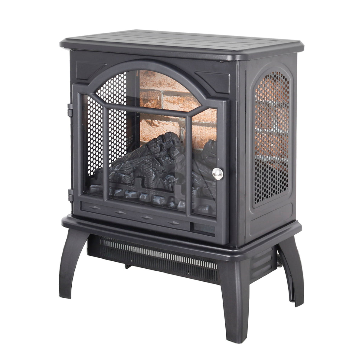 18" 3D Flame Electric Infrared Quartz Fireplace Stove & Remote Control - Antique Black