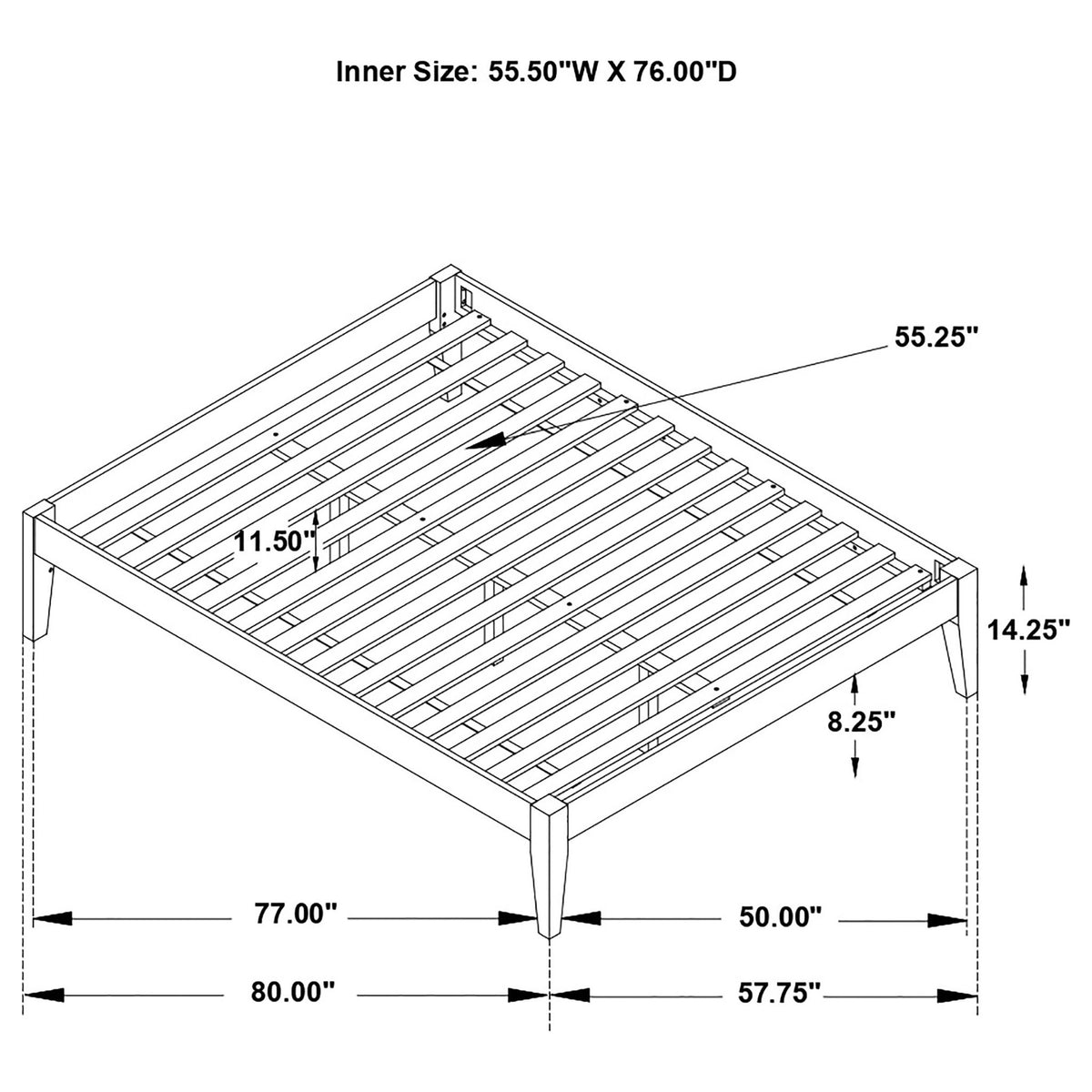 Sophie - Full Platform Bed With Tapered Legs - White