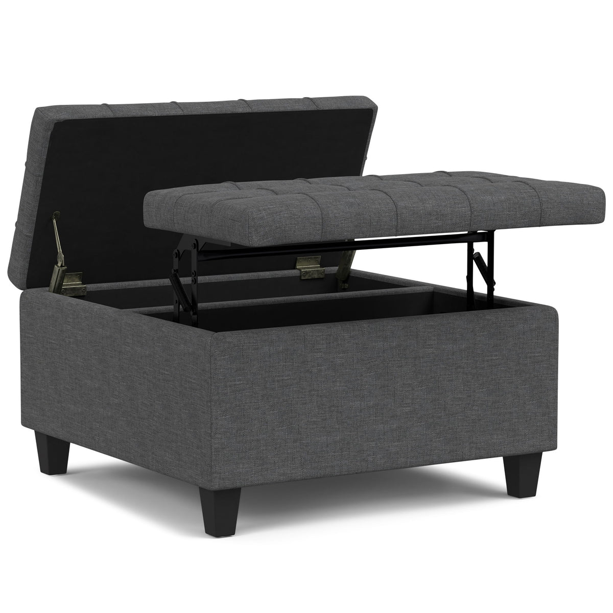 Harrison - Small Square Coffee Table Storage Ottoman - Gray