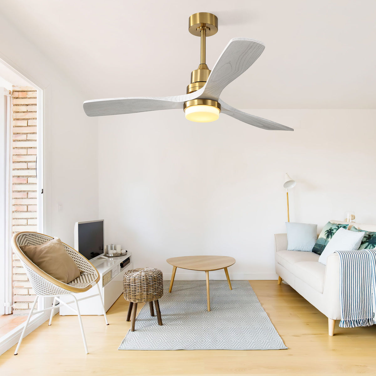 Ceiling Fan With Dimmable LED Light 6 Speed Remote 3 Blade Reversible DC Motor For Bedroom
