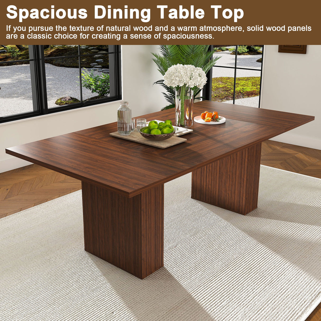Rectangular Dining Table With Storage Base - Walnut
