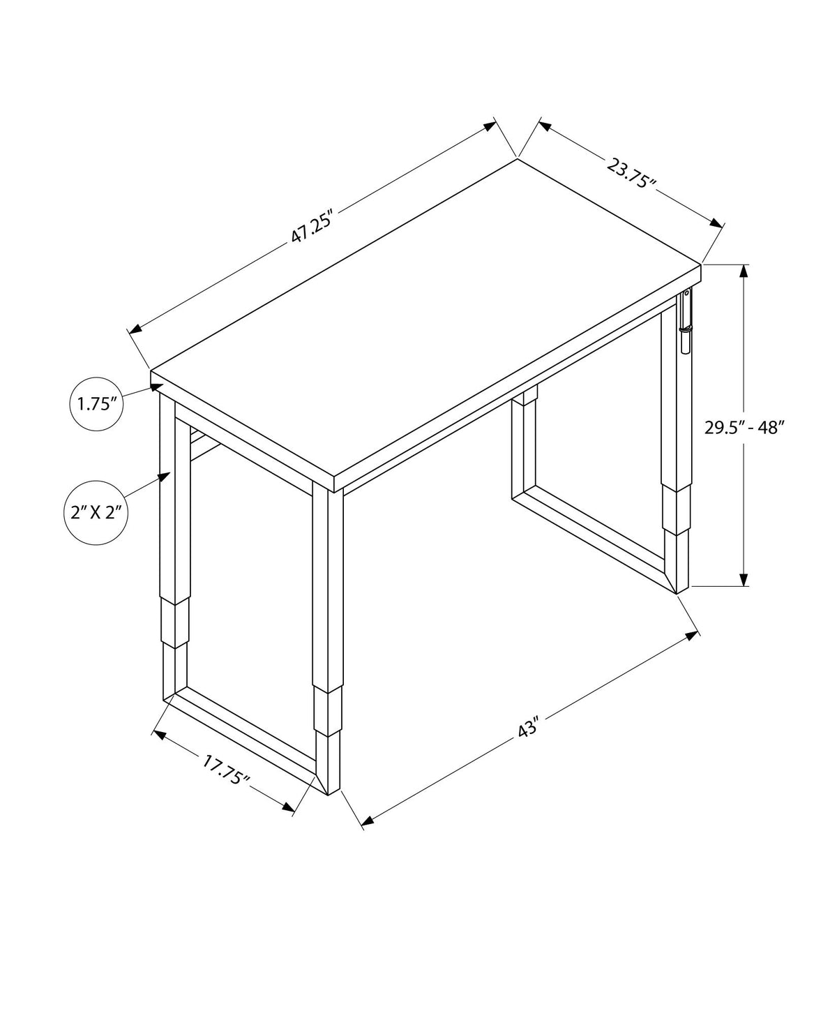 Computer Desk, Home Office, Standing, Adjustable, Laptop, Contemporary & Modern - Brown