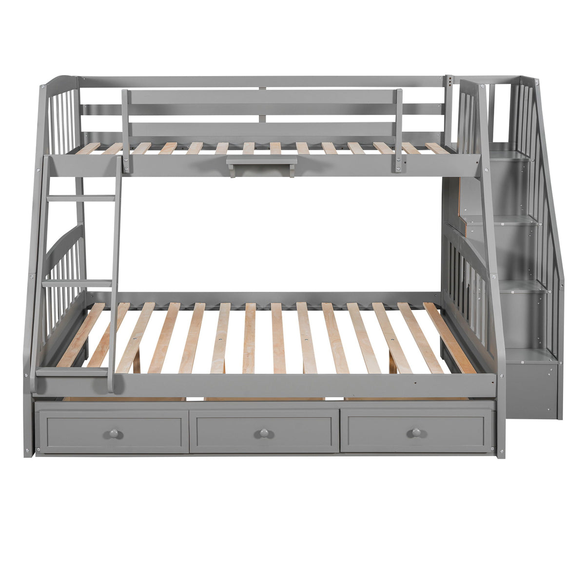 Bunk Bed With Drawers, Ladder And Storage Staircase