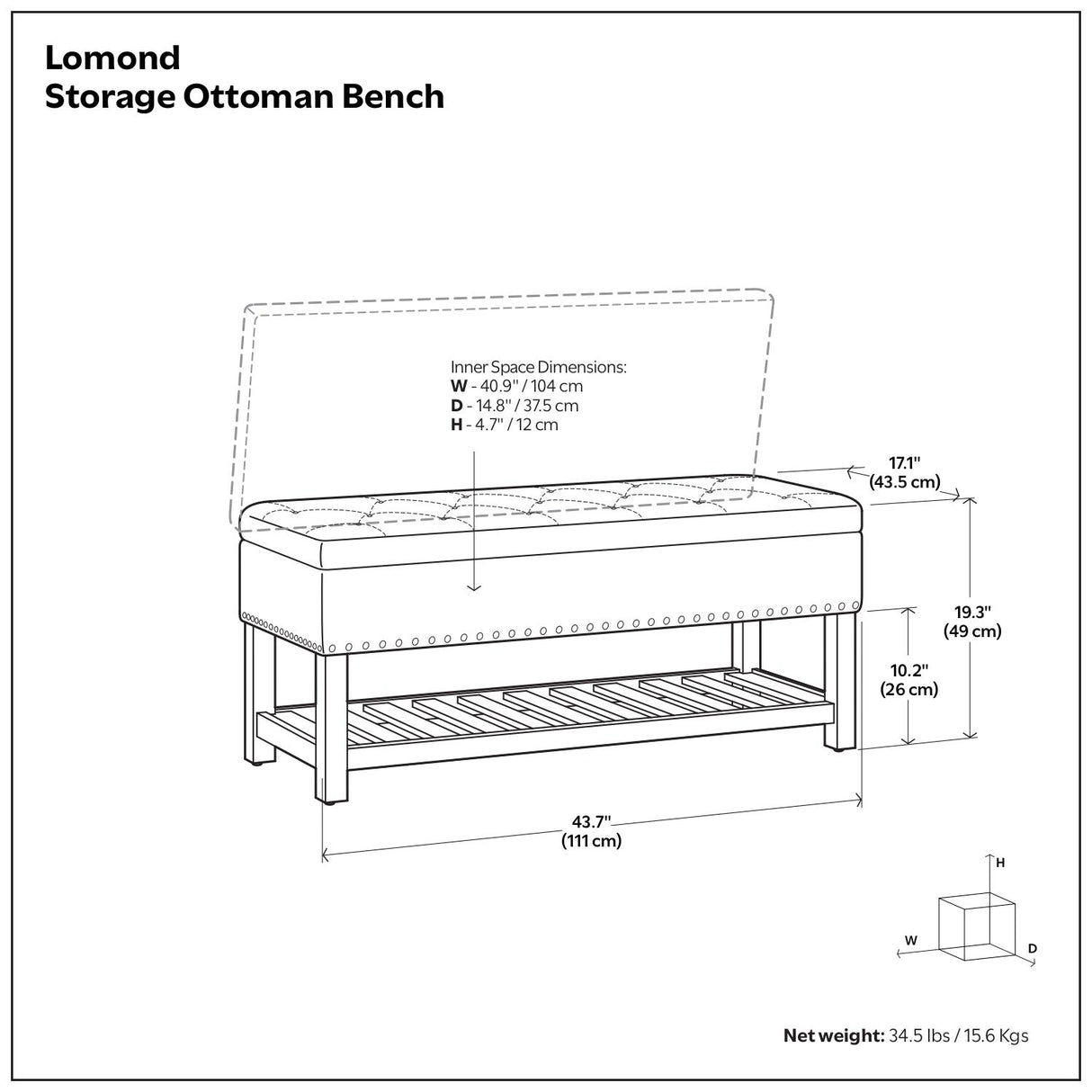 Lomond - Storage Ottoman Bench - Tanners Brown
