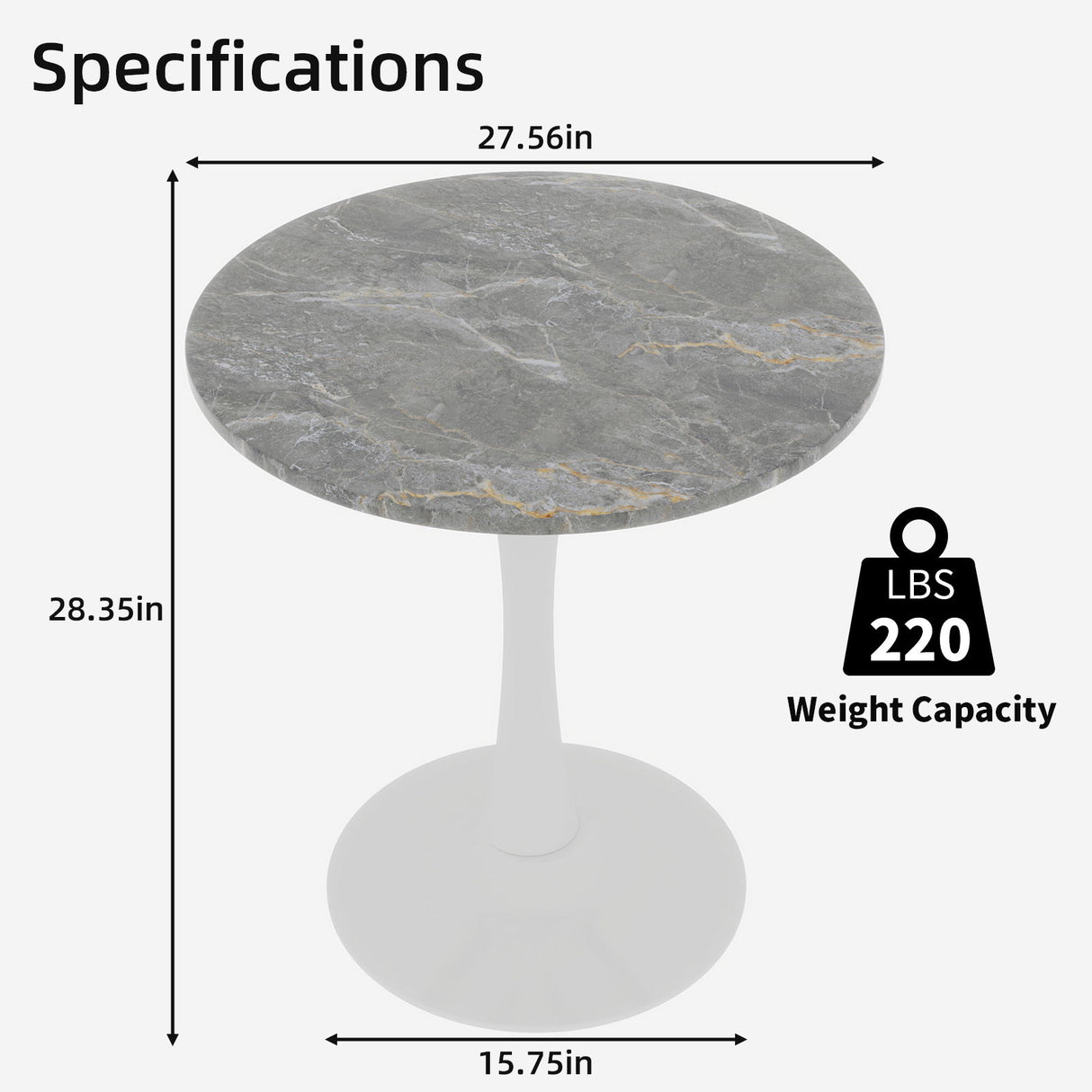 Coffee Table With Round Top For Living Rooms - Gray / White