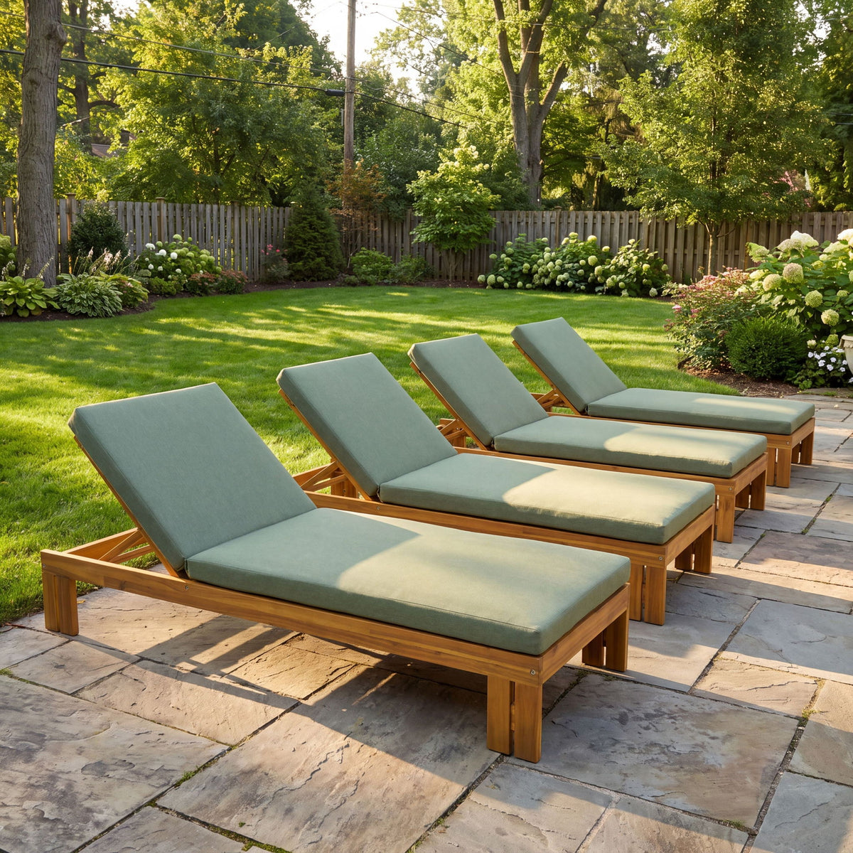 Outdoor Chaise Lounge With 5 Position Adjustable Backrest