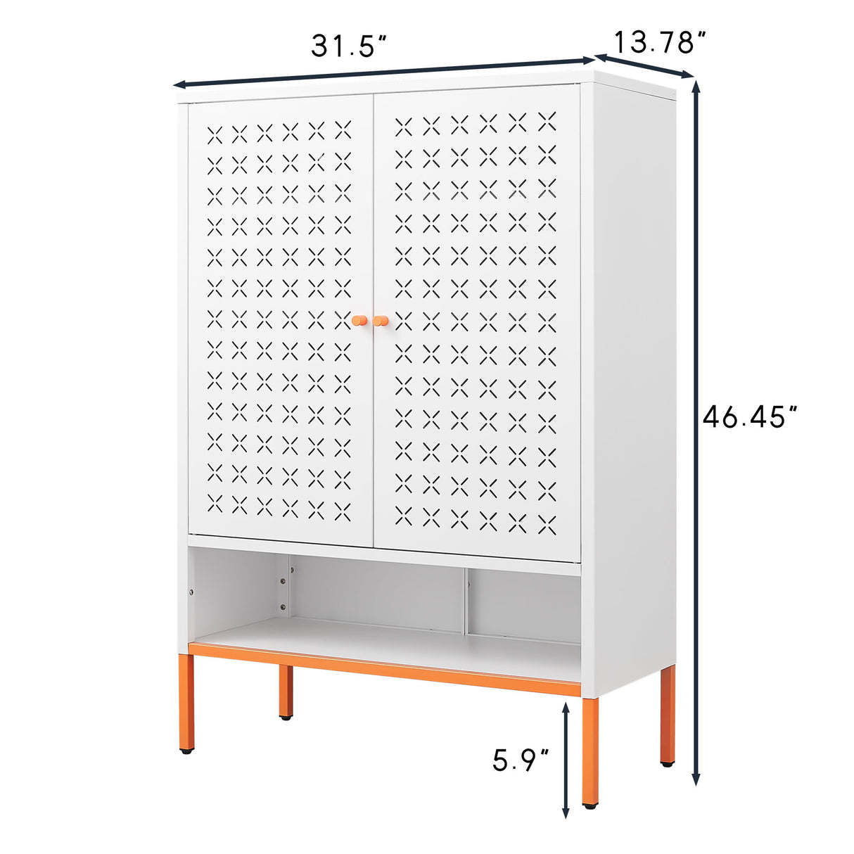 Grid - Double Door Shoe Cabinet With Adjustable Compartments And Moisture Proof Design In Metal - White