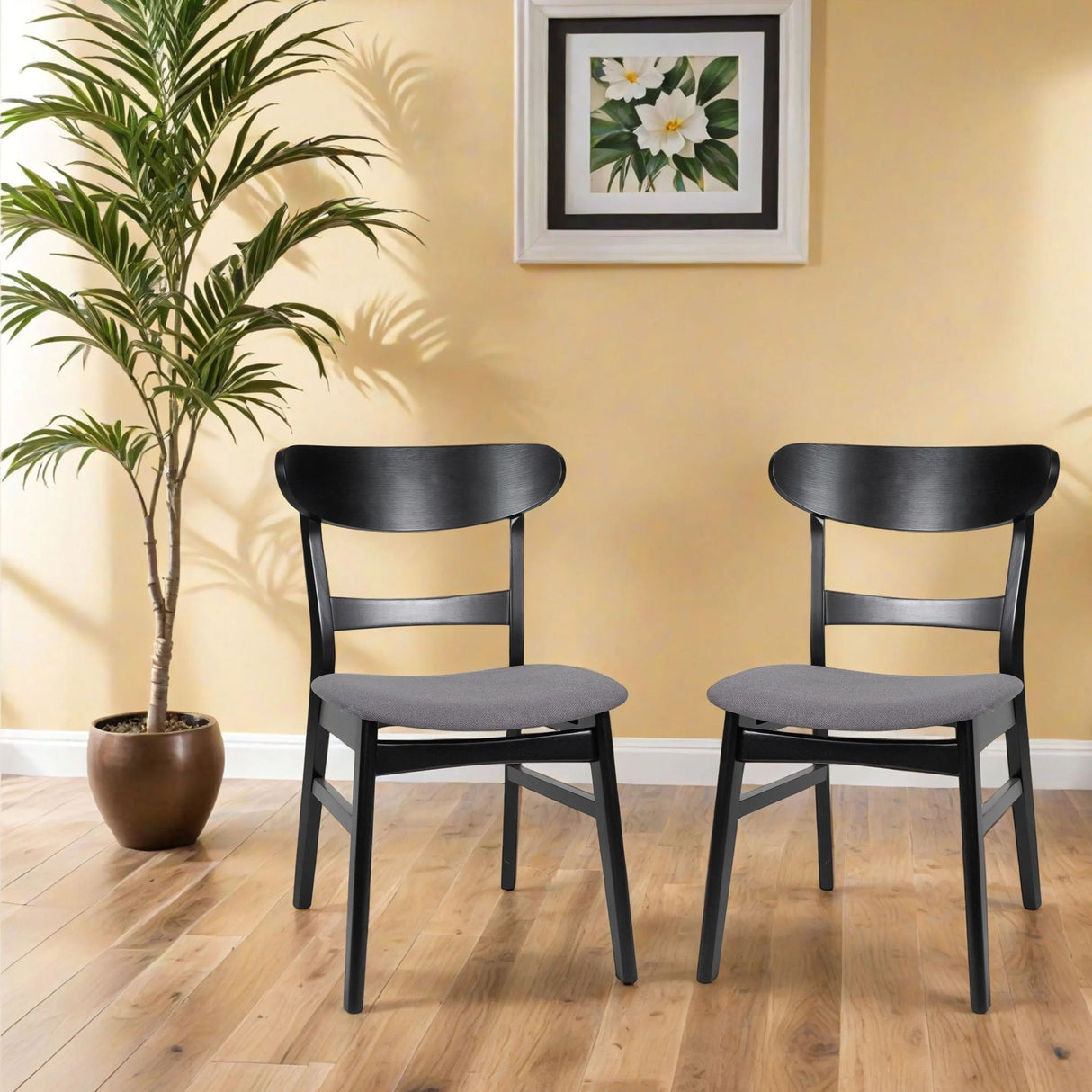 Dining Chair With Upholstered Seat - Dark Gray