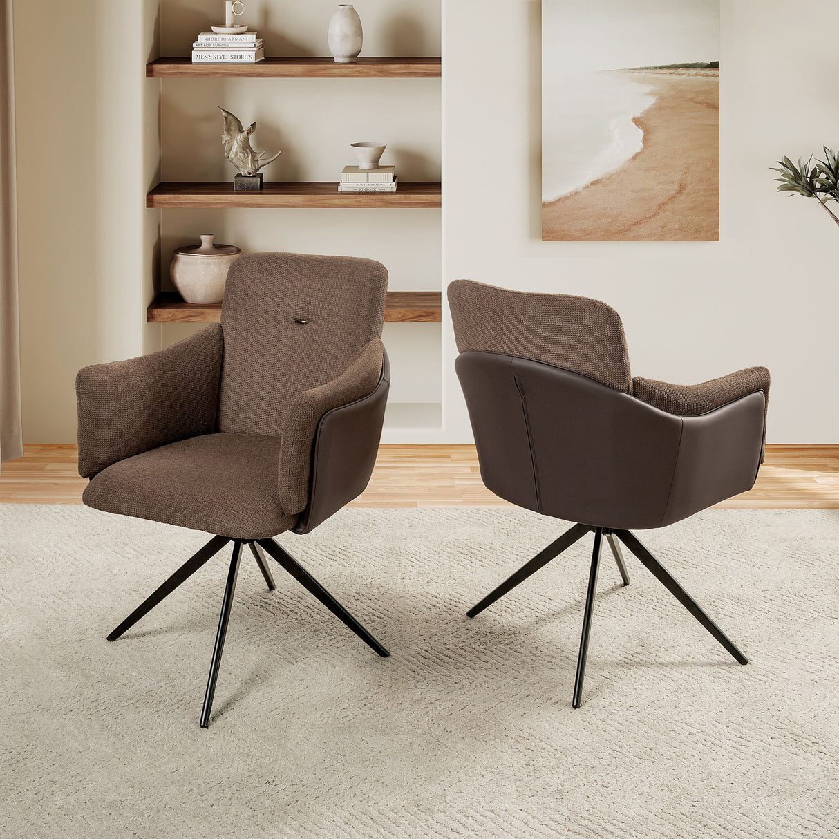 Swivel Home Office Desk Chairs With Arm (Set of 2)