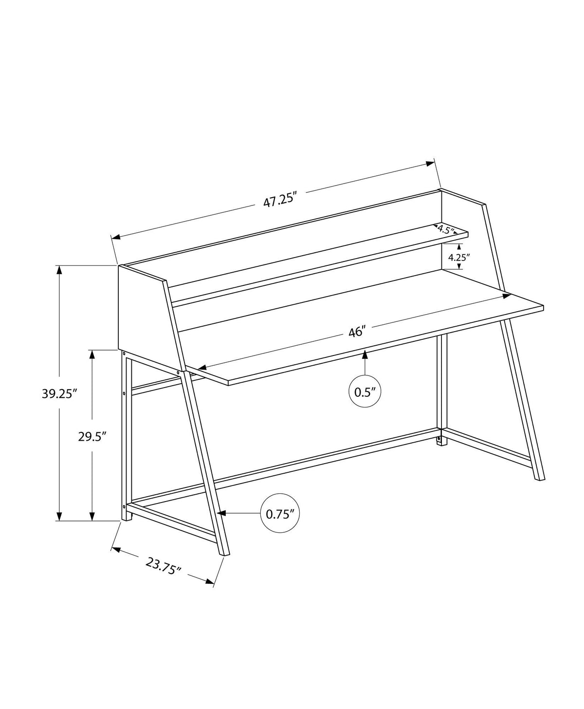 Computer Desk For Home Office, Laptop, Storage Shelves - Gray