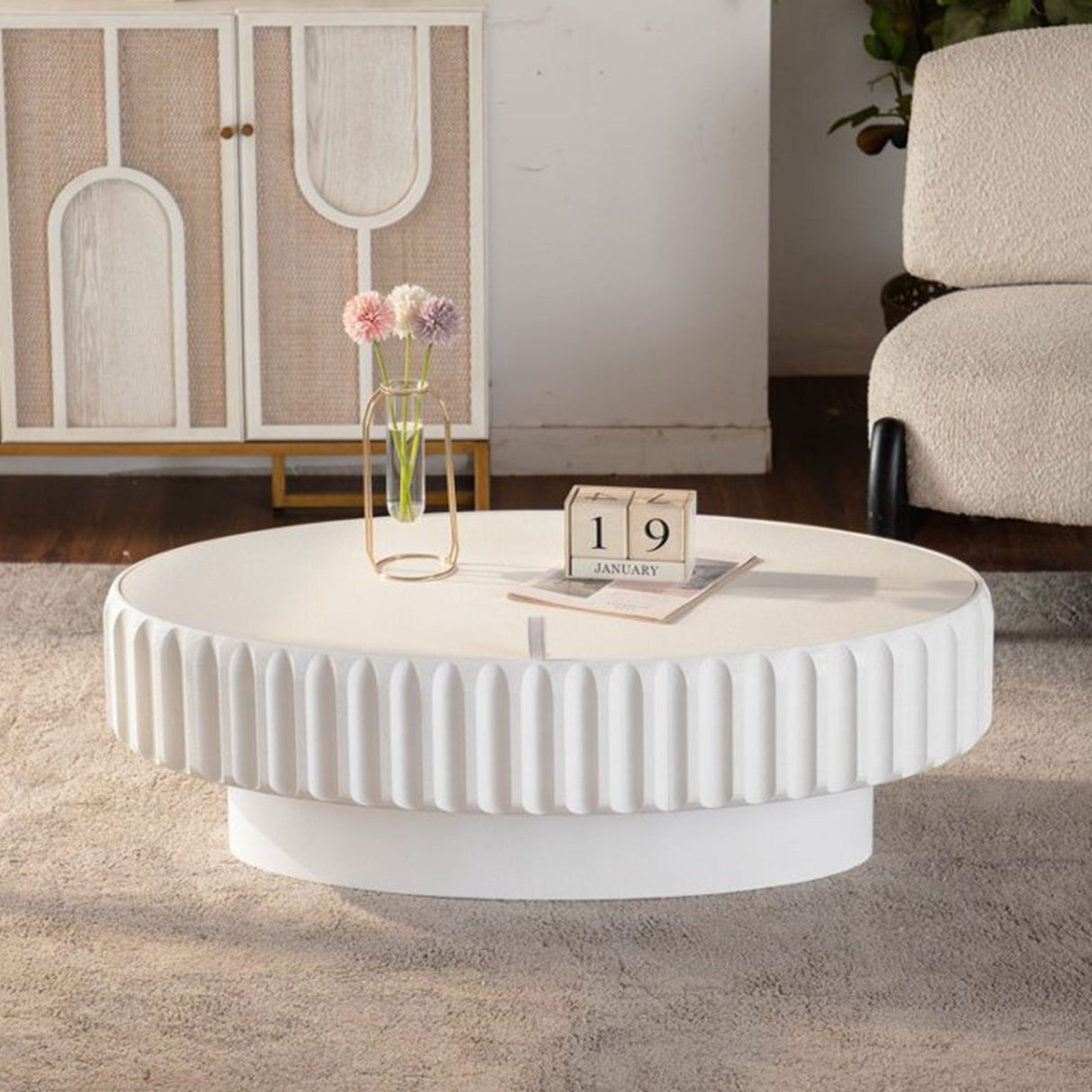 Fluted Storage Table With Lift Off Lid
