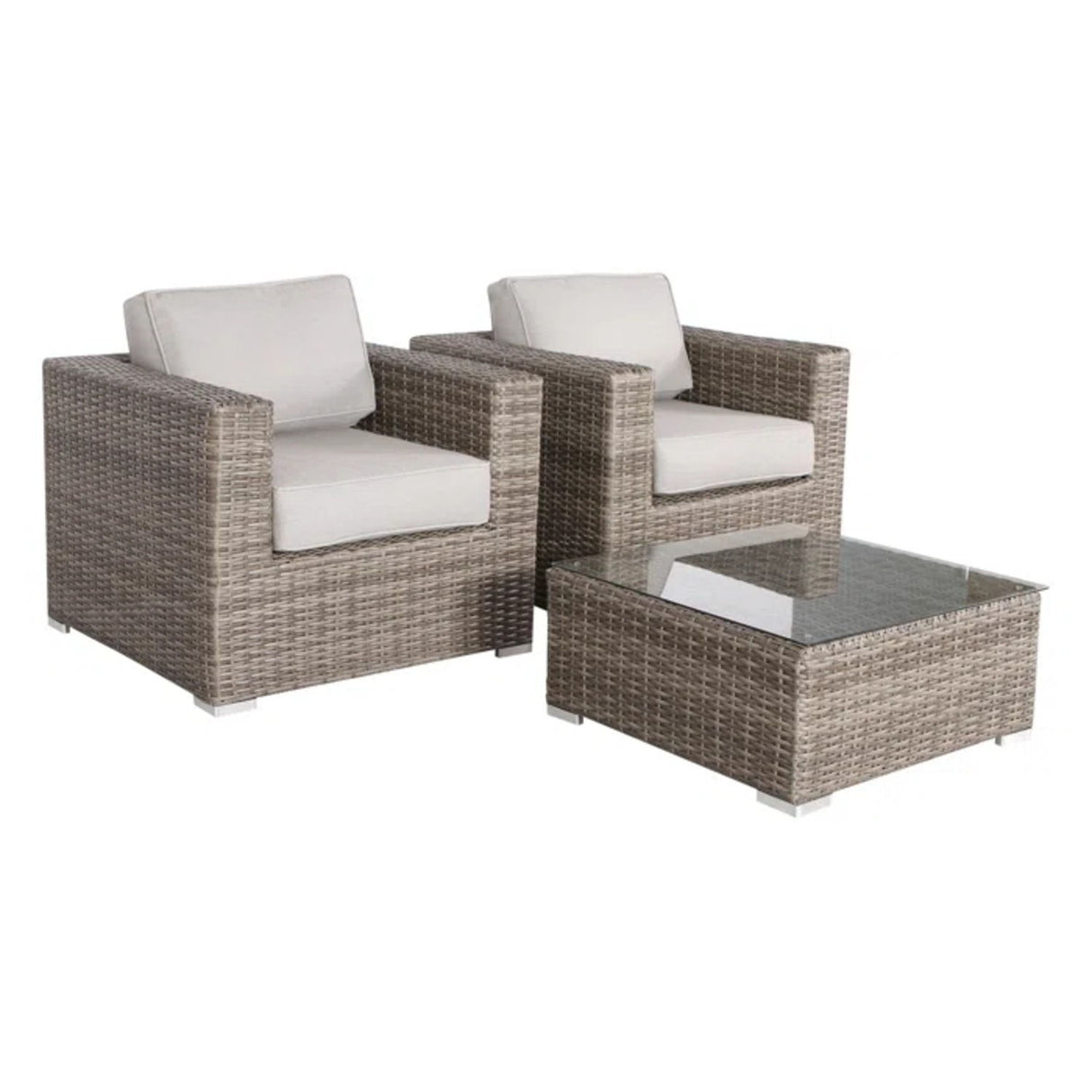 2 Person Seating Set With Cushions - Gray / Gray Mix