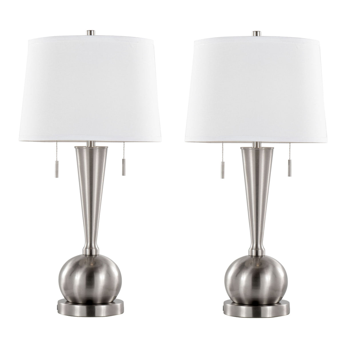 Jules - Contemporary Table Lamp Built In USB Port (Set of 2) - Brushed Nickel