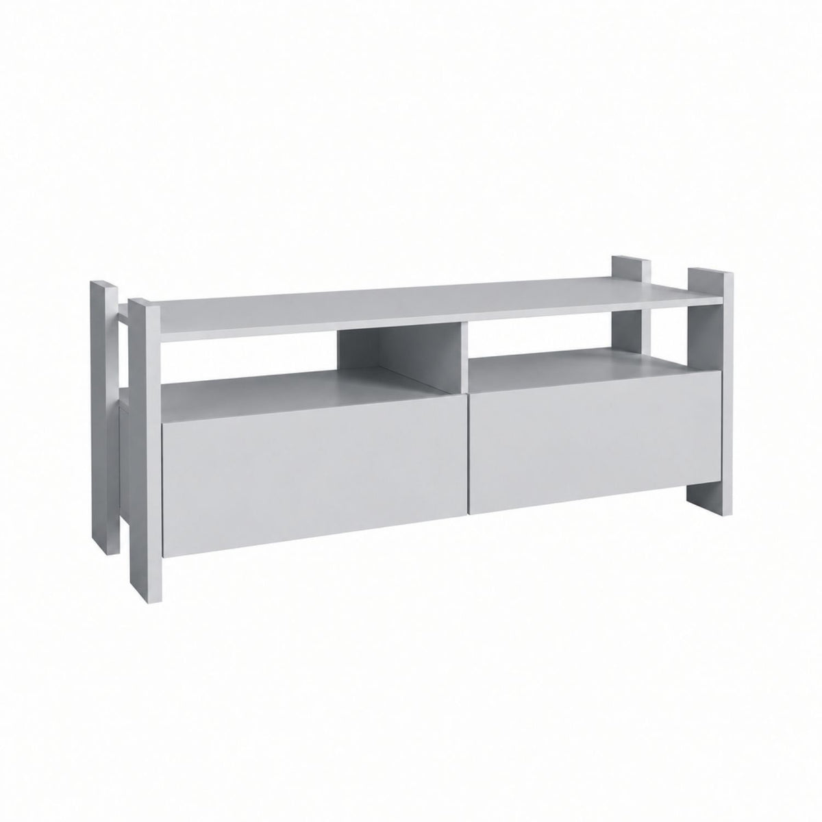 TV Stand For TVs Up To 55" With Open Shelves And 2 Drawers - White