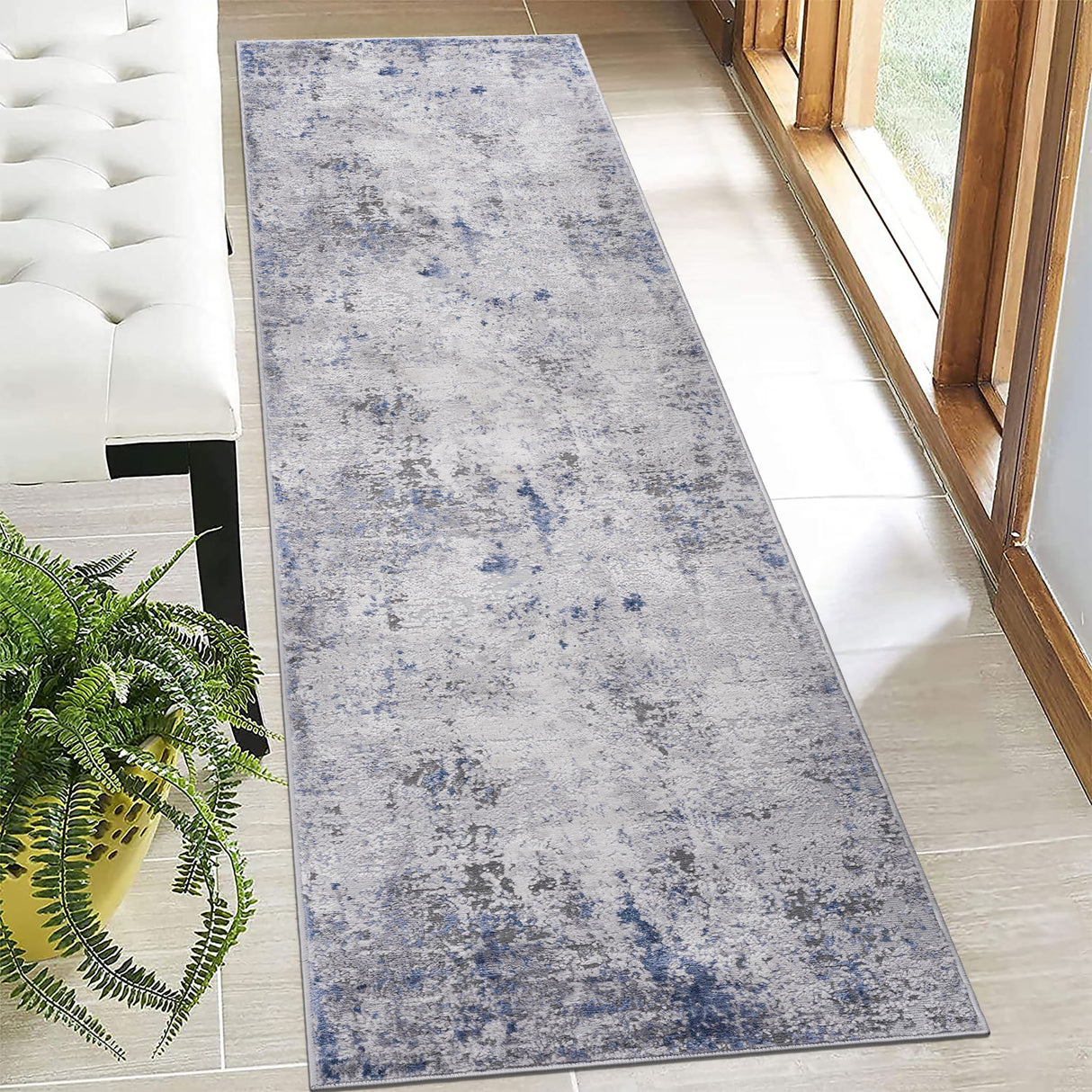Marfi - 2' X 8' Abstract Runner Rug - Silver