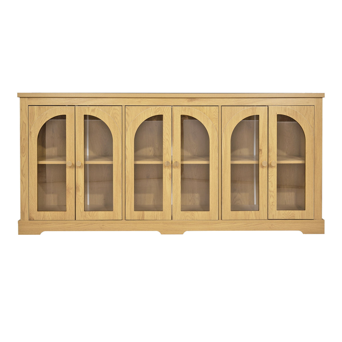 Modern Arched Glass Sideboard With 6 Doors, Buffet Cabinet With Storage And Adjustable Shelves
