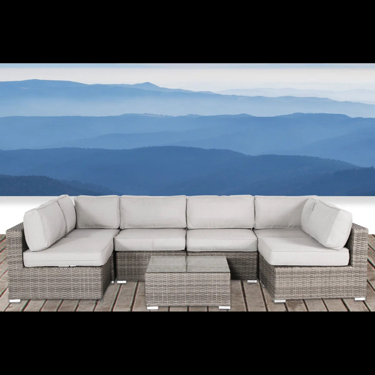 Patio Sofa Set For 4 With Cushions Convenient Outdoor Seating Group - Brown / Gray